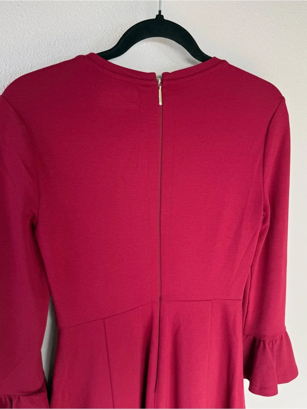Kate Spade Colorblock Bell Sleeve Ponte Dress Cranberry Cocktail Women’s Size XS